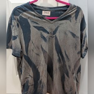 Artisan Handmade bleach tie Dye v neck shirt oversized XXL Unisex. Teal